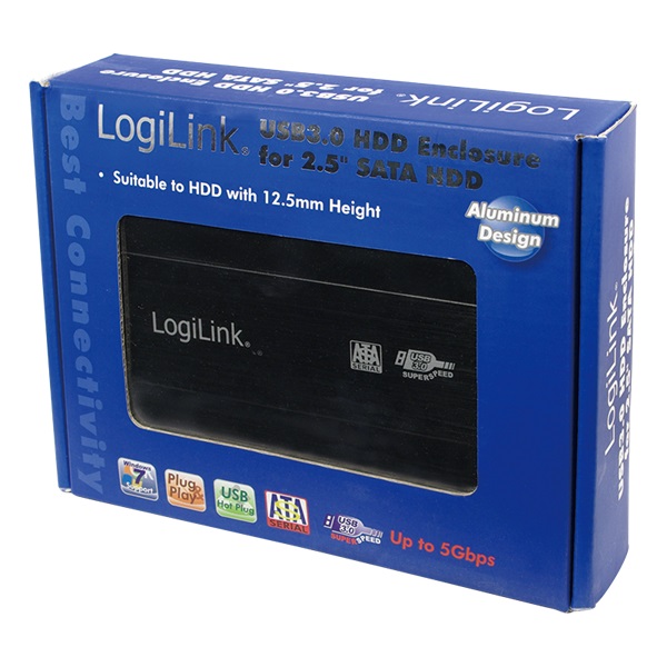 LogiLink UA0106 Szuper sebességű USB 3.0-ás alumínum HDD ház 2.5”-os SATA HDD-hez