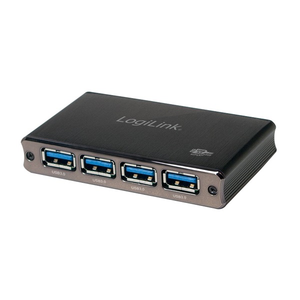 Logilink UA0282 USB 3.0 HUB 4-port, alumínium, tápegységgel együtt
