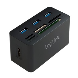 Logilink CR0042 USB 3.0 hub, minden az egyben kártyaolvasóval, fekete