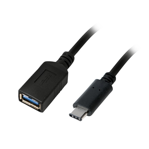 Logilink CU0098 USB 3.2 Gen1 Type-C adapter, C/M-USB-A/F, fekete, 0,15 m