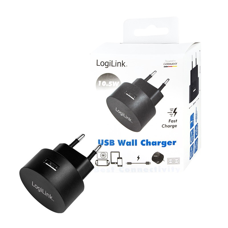 Logilink PA0217 USB aljzat adapter, 1x USB-port a gyorstöltéshez, 10,5 W
