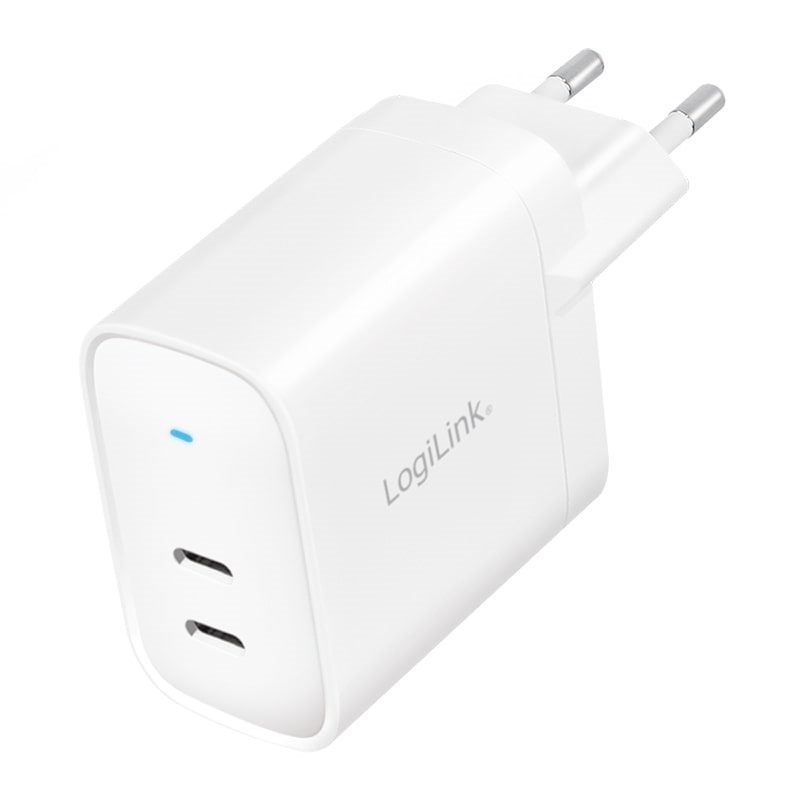 Logilink PA0282 USB tápcsatlakozó adapter, 2x USB-C port (PD), GaN-technológia, 40 W