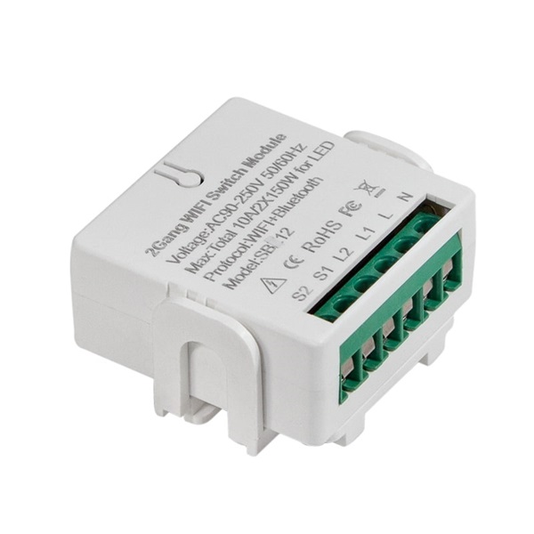 Logilink SH0124 Wi-Fi smart 2 CH kapcsolómodul, Tuya kompatibilis