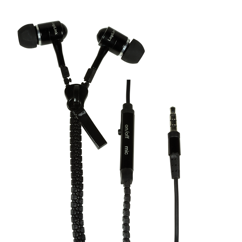 Logilink HS0021 "Zippzár" Sztereo mikrofonos fülhallgató, távirányítóval, fekete