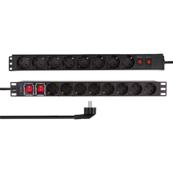 Logilink PDU1601 19" PDU 16 utas német aljzat, túlterhelés elleni védelemmel és kapcsolóval