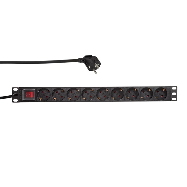 Logilink PDU9C02 19" PDU 9-es CEE 7/3, kapcsolóval