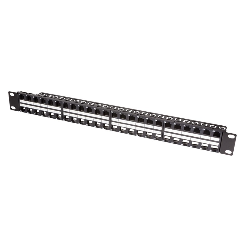 Logilink NK4045 19" Patch panel 48 Keystone jack csatlakozóhoz, 1U, fekete