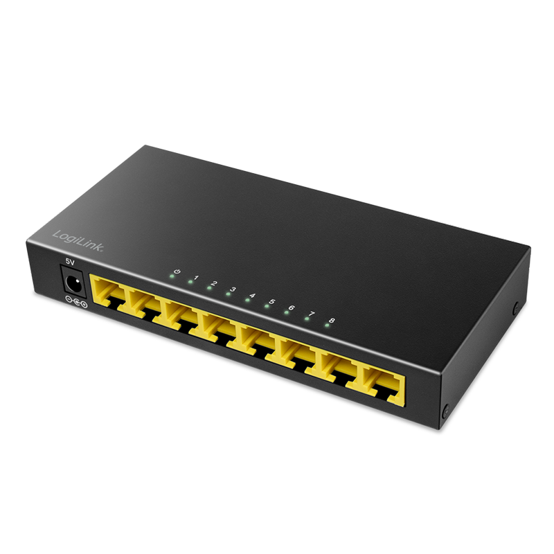 Logilink NS0117 8 portos Gigabit asztali hálózati kapcsoló, fém ház, fekete