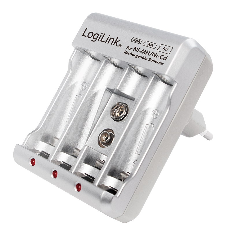 Logilink PA0168 Akkumulátortöltő Ni-MH/Ni-Cd AA/AAA/9V akkumulátorokhoz