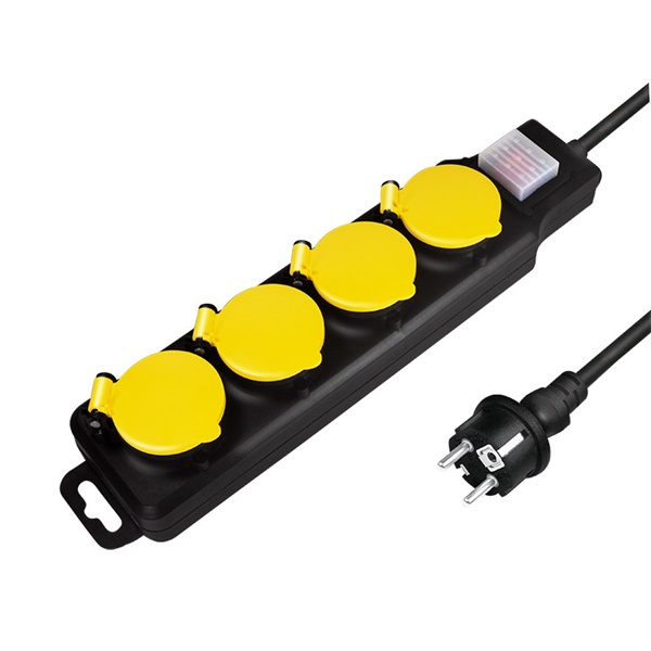 Logilink LPS254 Aljzat 4-es + kapcsoló, 4x CEE 7/3, kültéri, 1,5 m, fekete/sárga