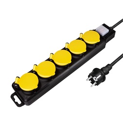 Logilink LPS255 Aljzat 5-ös + kapcsoló, 5x CEE 7/3, kültéri, 1,5 m, fekete/sárga