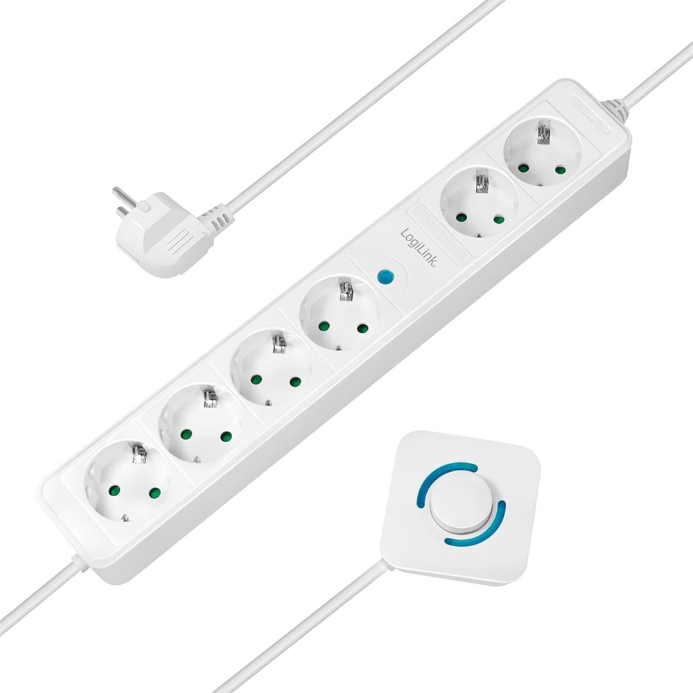 Logilink LPS271 Aljzat 6-os, ebből 4 lábkapcsolóval, 6x CEE 7/3, 1,5 m, fehér