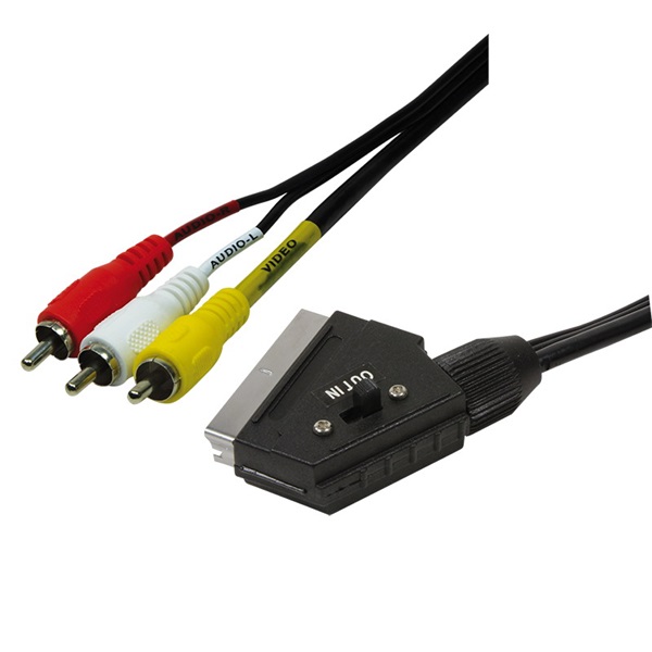 Logilink CA1029 Audio/Videó kábel, Scart/M - 3x RCA/M, fekete, 2 m