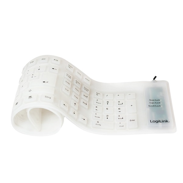 Logilink ID0018A Billentyűzet rugalmas vízálló USB + PS/2, fehér