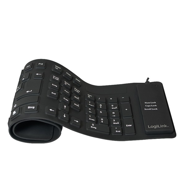 Logilink ID0019A Billentyűzet rugalmas vízálló USB + PS/2, fekete