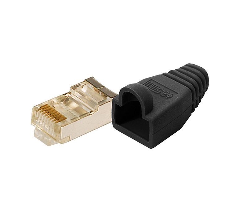 Logilink MP0012 CAT-5 Moduláris csatlakozó, árnyékolt, törésgátlóval 100db, fekete