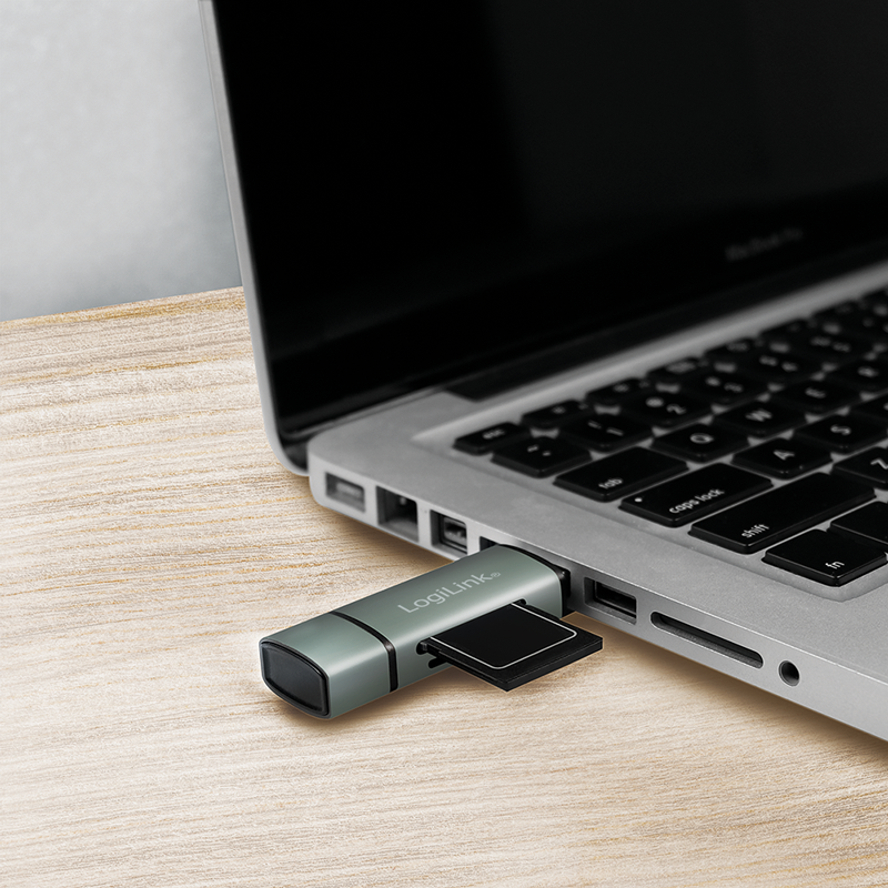 Logilink CR0043 USB 3.2 Gen1 kártyaolvasó, SD és microSD kártyához, alumínium ház