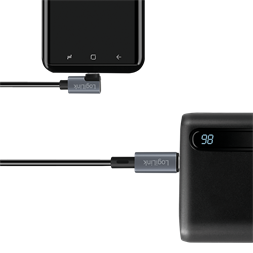 Logilink CU0182 USB 2.0 Type-C kábel, C/M 90 fok - USB-C/M, E-jel, PD, fekete, 1 m
