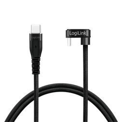 Logilink CU0190 USB 2.0 Type-C kábel, C/M 180 fok - USB-C/M, alu, fekete, 1 m