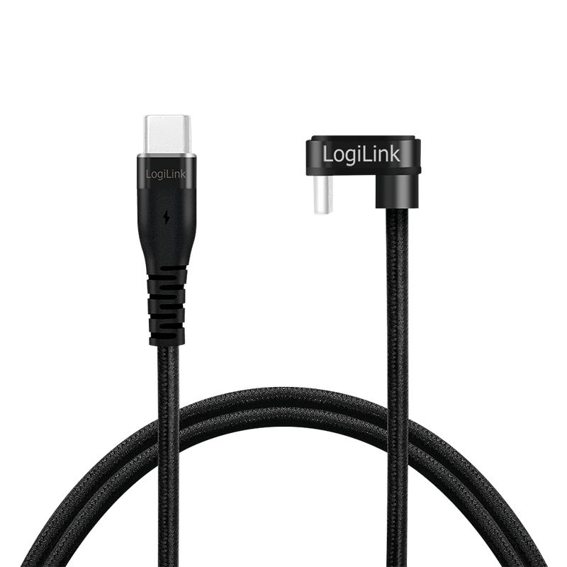 Logilink CU0190 USB 2.0 Type-C kábel, C/M 180 fok - USB-C/M, alu, fekete, 1 m
