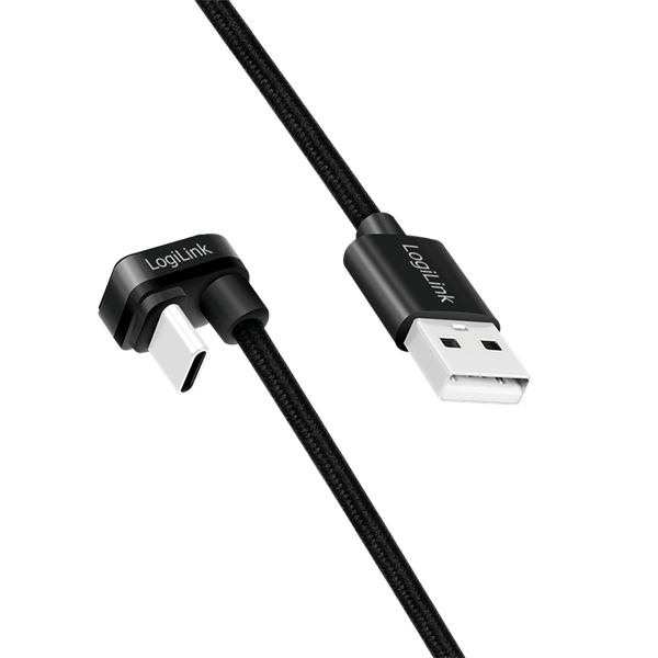 Logilink CU0193 USB 2.0 Type-C kábel, C/M 180 fok - USB-A/M, alu, fekete, 2 m