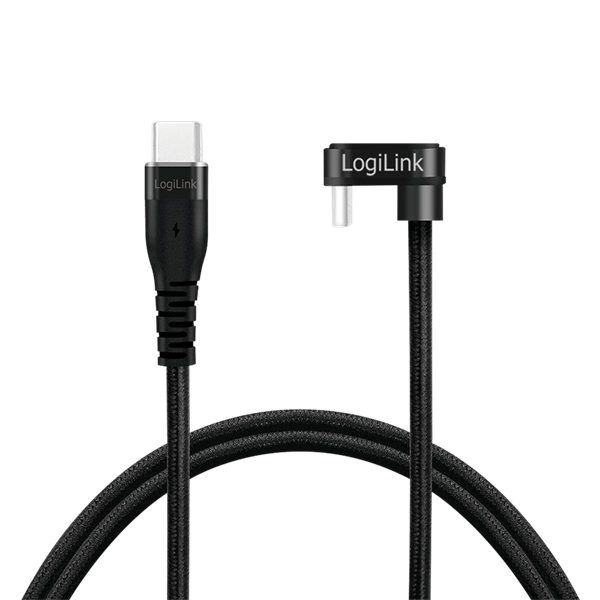 Logilink CU0194 USB 2.0 Type-C kábel, C/M 180 fok - USB-C/M, alu, fekete, 3 m