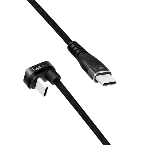 Logilink CU0194 USB 2.0 Type-C kábel, C/M 180 fok - USB-C/M, alu, fekete, 3 m