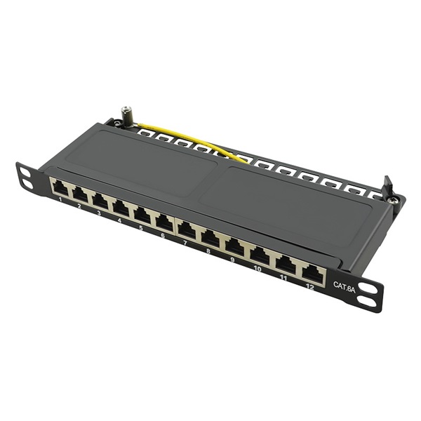 Logilink NP0066 Cat.6A Patch Panel 12-port 10", STP, fél egység magasság, fekete