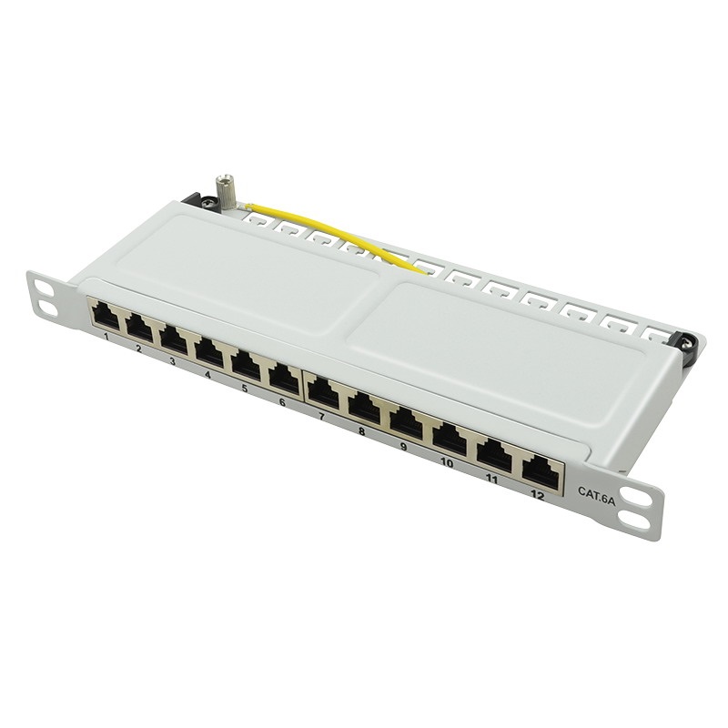 Logilink NP0065 Cat.6A Patch Panel 12-port 10", STP, fél egység magasság, szürke