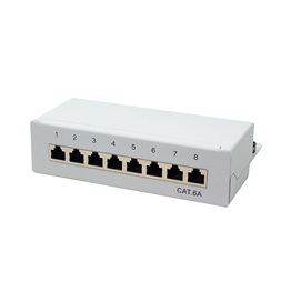 Logilink NP0018 Cat.6A Patch Panel 8 portos árnyékolt, asztali, világosszürke