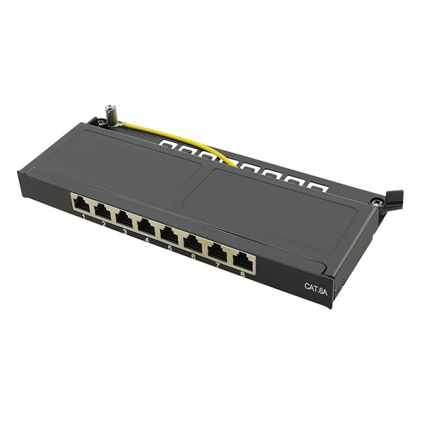 Logilink NP0064B Cat.6A patch panel 8-port mini asztali, árnyékolt, fekete