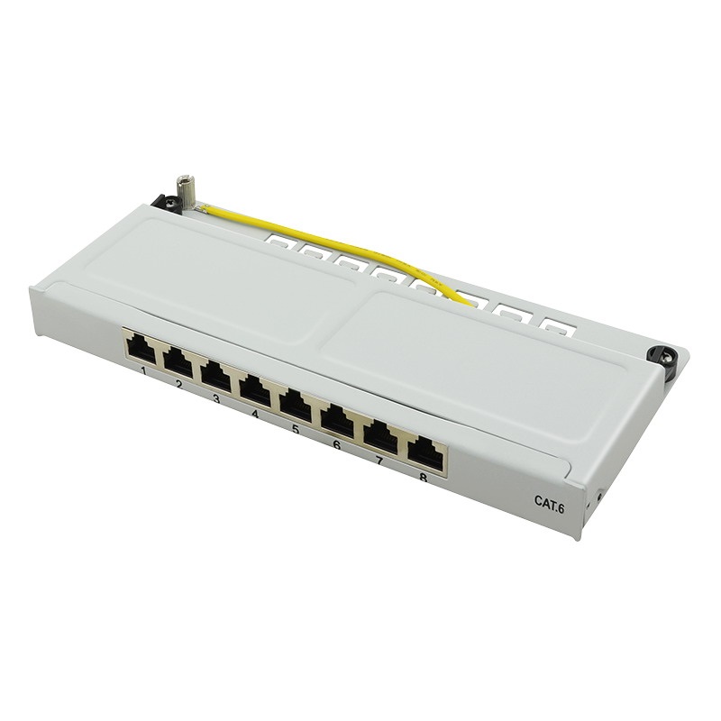 Logilink NP0077 Cat.6 Patch Panel 8-port mini asztali, STP, szürke, szürke