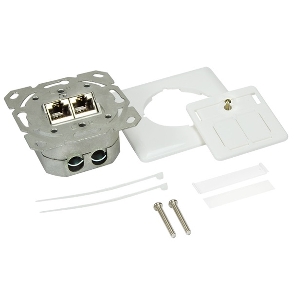 Logilink NP0024V Cat.6 fali aljzat 2 x RJ45, árnyékolt, fehér