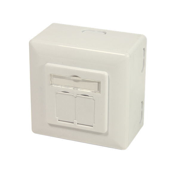 Logilink NP0006A Cat.6 fali konnektor, 2x RJ45 árnyékolt, hátsó dobozzal, fehér
