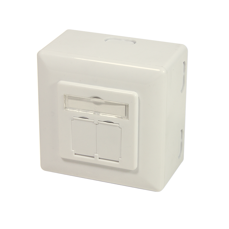 Logilink NP0006A Cat.6 fali konnektor, 2x RJ45 árnyékolt, hátsó dobozzal, fehér
