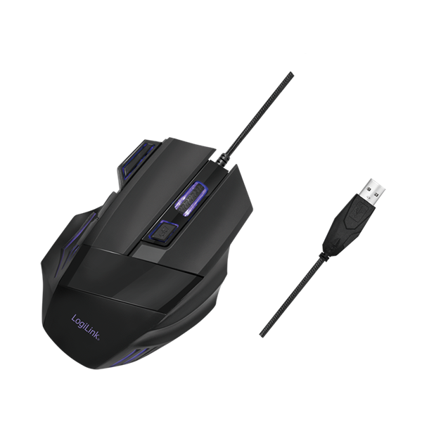 Logilink ID0202 Ergonomikus USB gamer egér, 2400 dpi, fekete