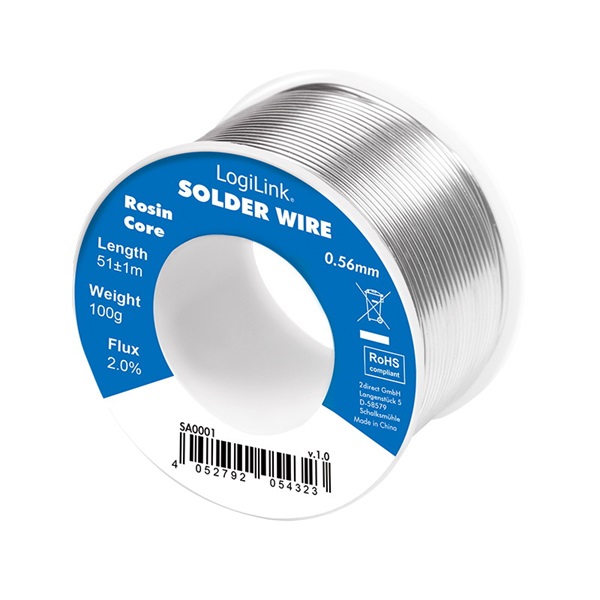 Logilink SA0001 Forrasztóhuzal, 0,56 mm, 2% réztartalom, 100g