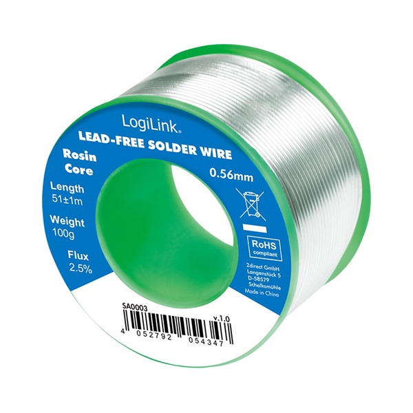 Logilink SA0003 Forrasztóhuzal 0,56 mm (ólommentes), 0,7 % réz, 100 g