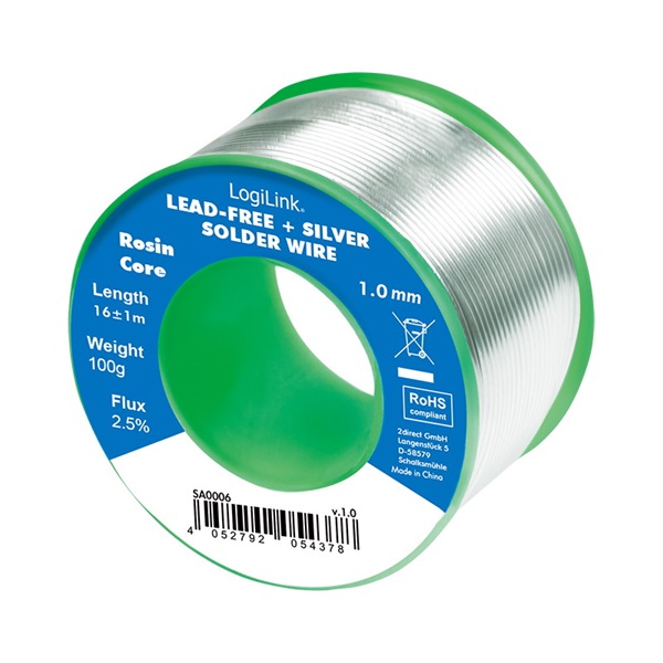Logilink SA0006 Forrasztóhuzal 1 mm (ólommentes + ezüst), 0,7% réz, 100g