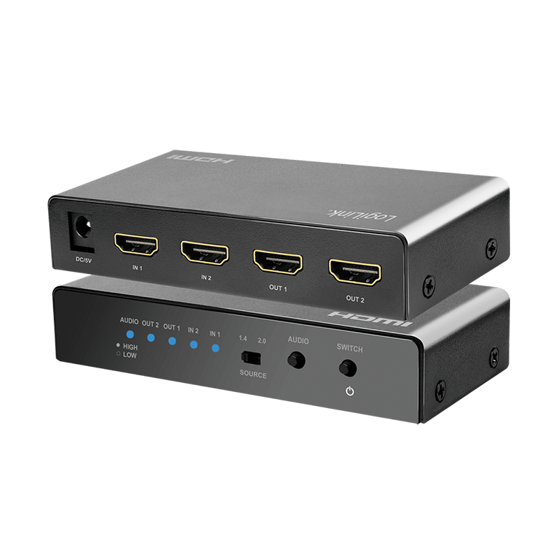 Logilink HD0039 HDMI kapcsoló, 2x2 portos, kétirányú, 4K/60 Hz, EDID, HDCP, HDR, leskálázó