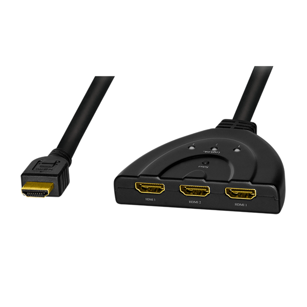 Logilink HD0040 HDMI kapcsoló, 3 portos, kétirányú (1x3/3x1), 4K/30 Hz, CEC, pigtail
