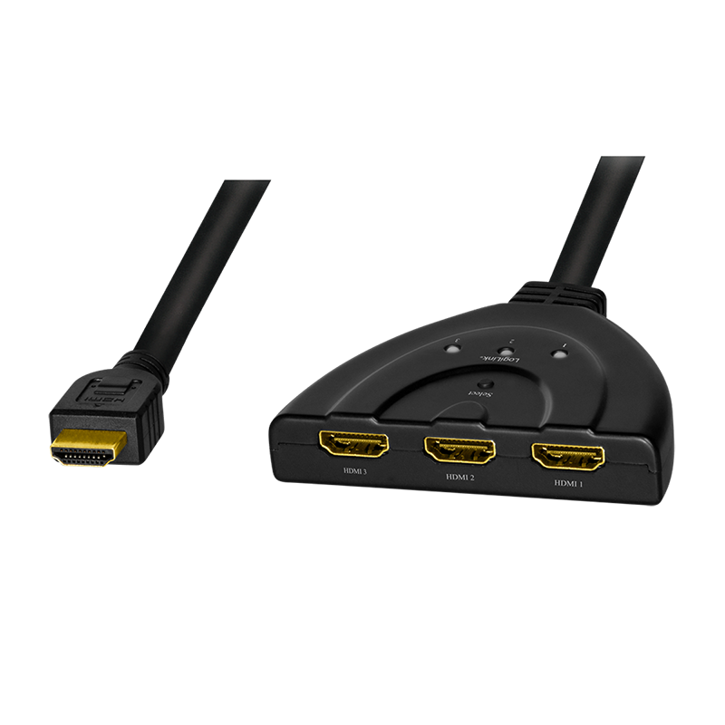 Logilink HD0040 HDMI kapcsoló, 3 portos, kétirányú (1x3/3x1), 4K/30 Hz, CEC, pigtail