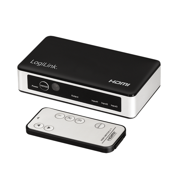 Logilink HD0044 HDMI kapcsoló, 3x1 port, 4K/60 Hz, HDCP, HDR, CEC, RC