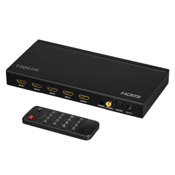 Logilink HD0052 HDMI kapcsoló, 4x1 port, multiviewer, 1080p/60 Hz, skálázó, RC
