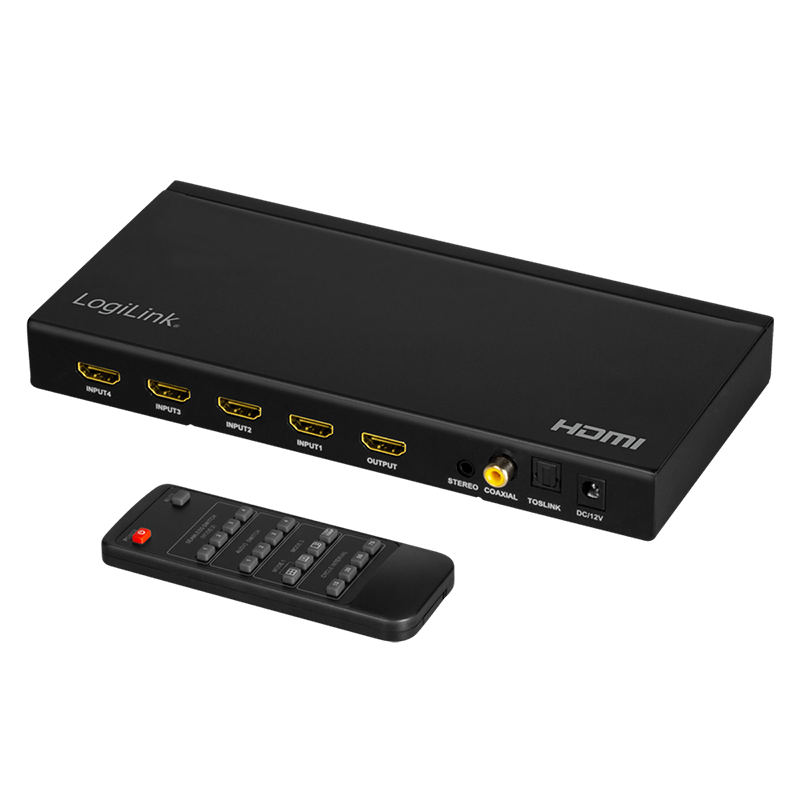 Logilink HD0052 HDMI kapcsoló, 4x1 port, multiviewer, 1080p/60 Hz, skálázó, RC