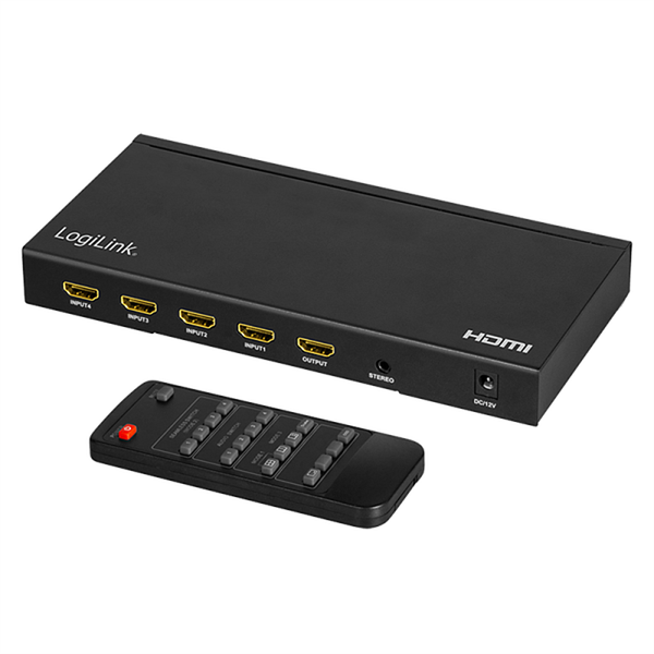 Logilink HD0053 HDMI kapcsoló, 4x1 port, multiviewer, 4K/30 Hz, skálázó, RC