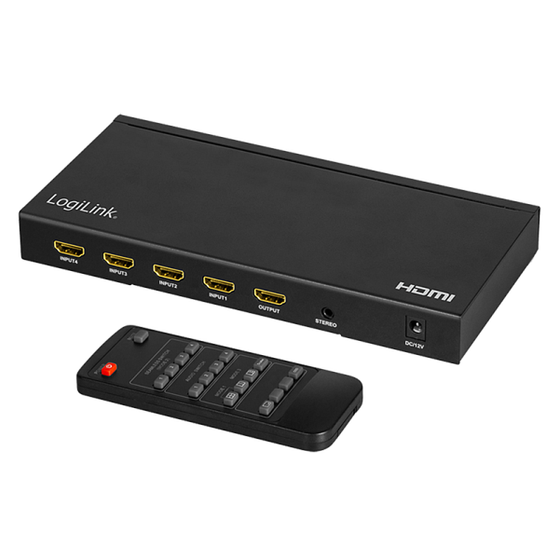 Logilink HD0053 HDMI kapcsoló, 4x1 port, multiviewer, 4K/30 Hz, skálázó, RC