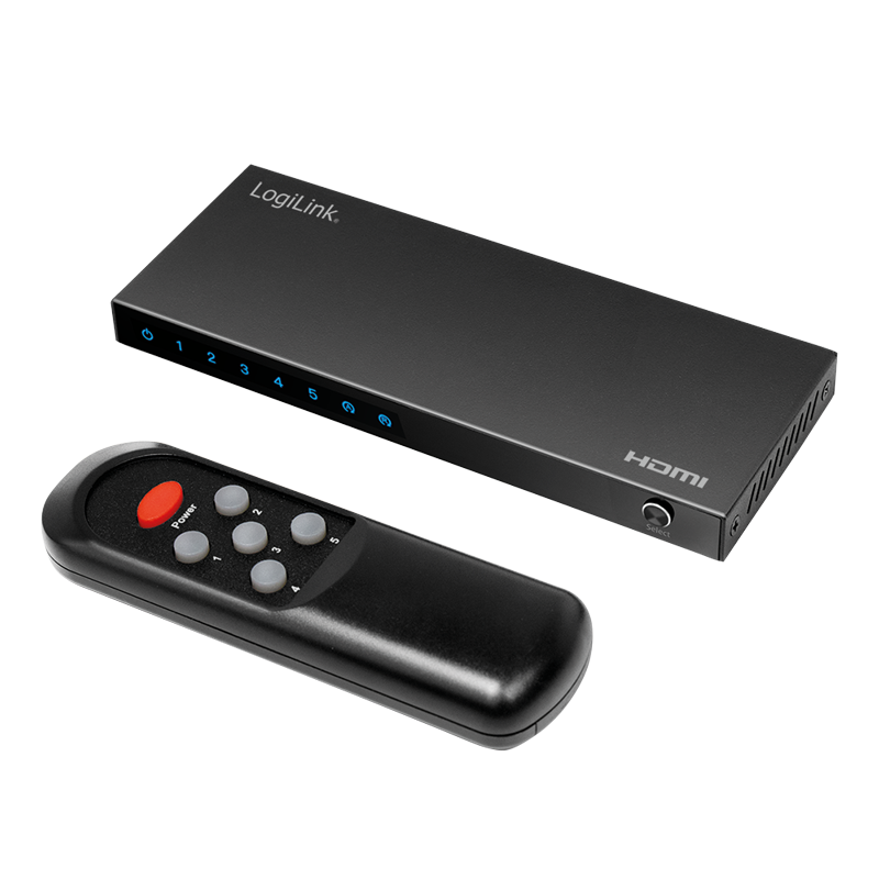 Logilink HD0060 HDMI kapcsoló, 5x1 port, 4K/60 Hz, HDCP, HDR, CEC, RC, fém