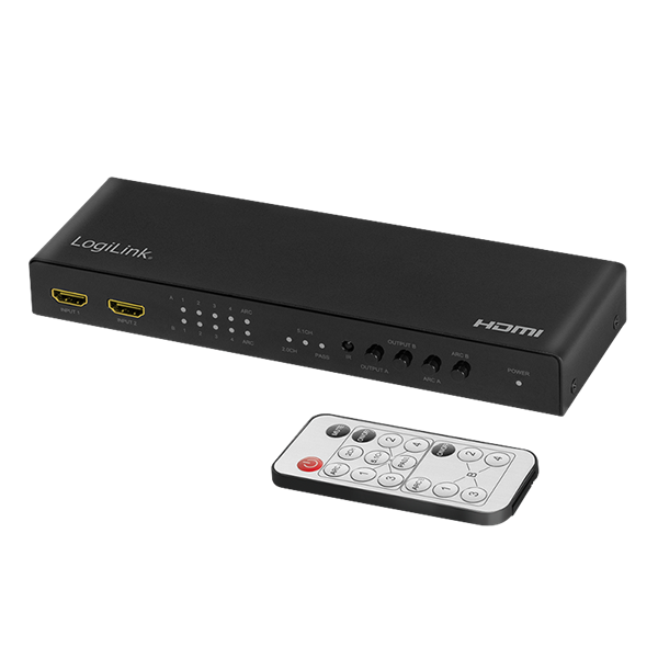 Logilink HD0049 HDMI mátrix kapcsoló 4x2 portos, 4K/60 Hz, HDR, ARC, RC