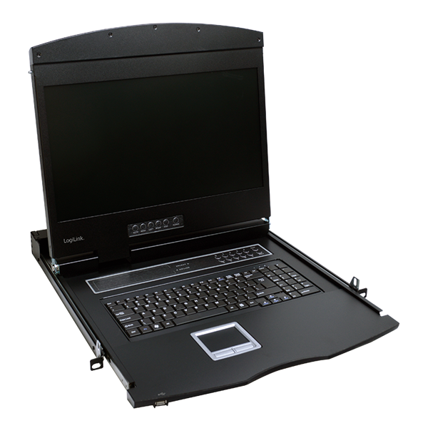 Logilink LC903GE KVM-konzol 19"-es képernyővel, HDMI, Full HD, USB-A, PS/2, QWERTZ